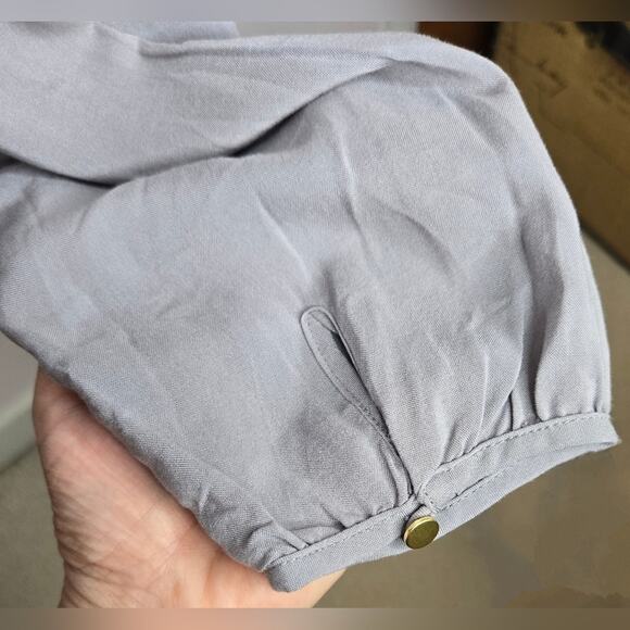 NWT SPENSE Womens Longsleeve Grey Blouse Keyhole Patterned Panel Front Size S - Picture 5 of 11